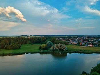 Scenic view of lake against sky