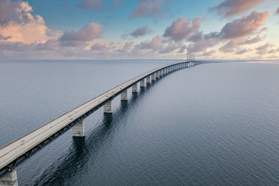 Aerial view of the bridge between denmark and sweden, oresundsbron.