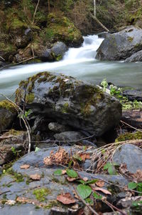 Water flowing through rocks