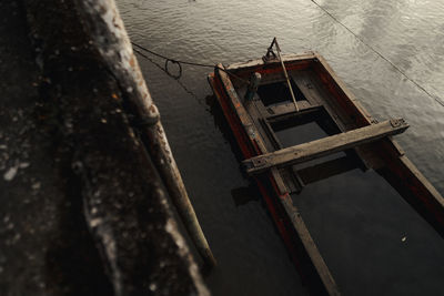 High angle view of boat in sea