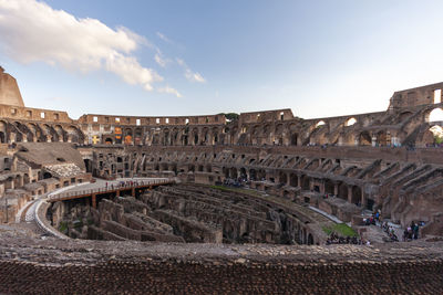 Panoramic view inside the ruins of the colosseum, colosseum rome.  rome italy.