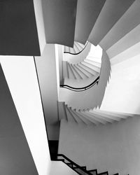 High angle view of spiral staircase in building