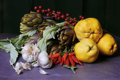 Close-up of fruits on table