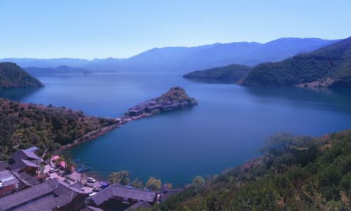 High angle view of lake