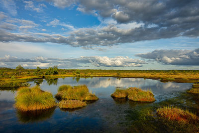 Scenic view of lake against sky