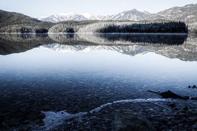 Scenic view of lake and mountains