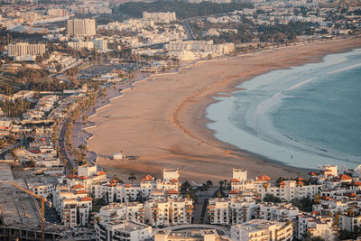 High angle view of buildings in city