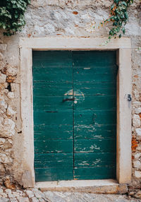 Closed door of old building