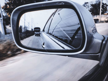 Close-up of side-view mirror