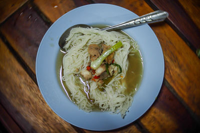 High angle view of meal served in plate