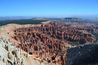 Scenic view of rock formations in bryce canyon national park against clear blue sky