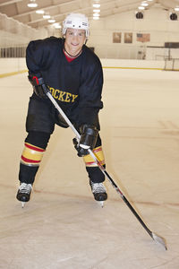 Portrait of hockey player in ring