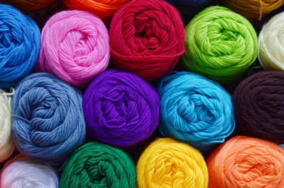 Full frame shot of colorful wool for sale