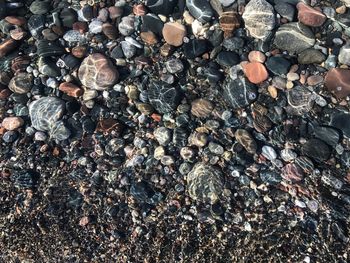 Full frame shot of pebbles in sea 