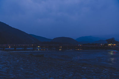 Scenic view of sea against sky at dusk