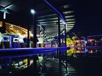 Illuminated building in city at night