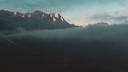 Scenic view of mountains against sky