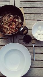 Directly above shot of breakfast on table