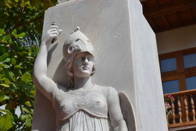 Low angle view of buddha statue