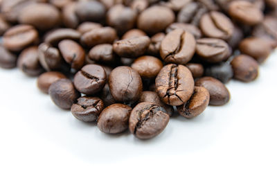 High angle view of coffee beans on table