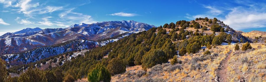 Panoramic view of mountains against sky