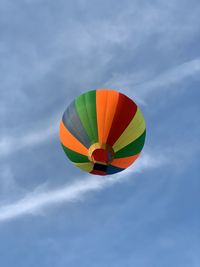 Low angle view of hot air balloon against sky