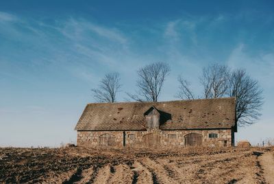 Old rural barn on the field