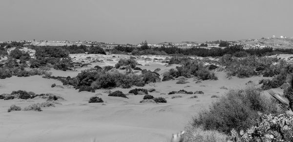 Scenic view of desert against clear sky