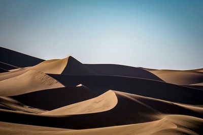 Low angle view of desert against clear sky