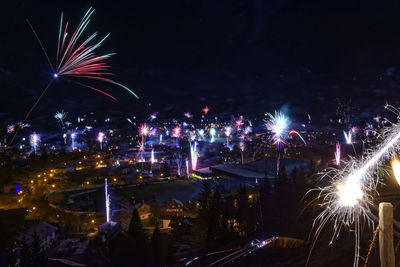 Firework display at night