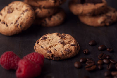 Close-up of cookies on table