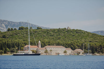 Scenic view of sea against clear sky