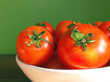 High angle view of tomatoes on table