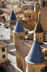 High angle view of buildings in city