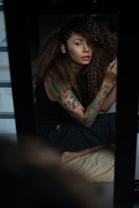 Portrait of woman looking away