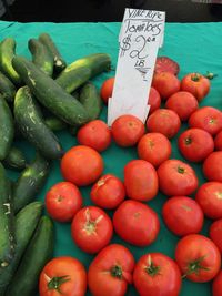 High angle view of vegetables for sale in market