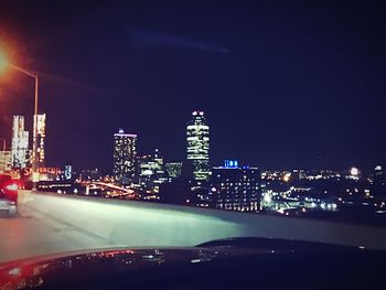 Illuminated city at night