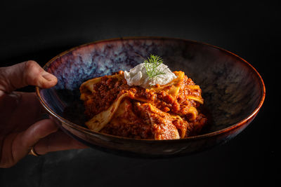 Close-up of food in bowl on table