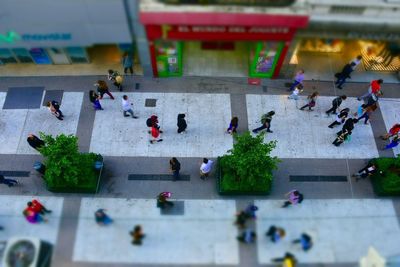 High angle view of people playing soccer