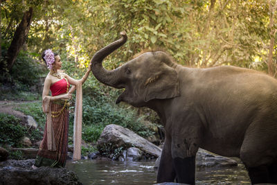 Full length of woman on elephant