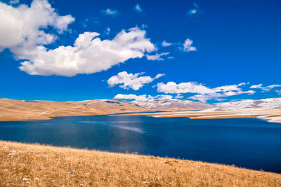 Scenic view of lake against sky