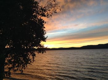 Scenic view of sea at sunset