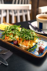 Close-up of food in plate on table