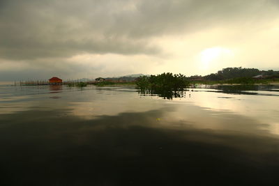 Scenic view of sea against cloudy sky