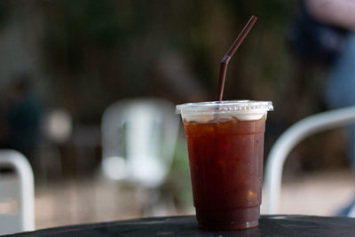 Close-up of coffee served on table