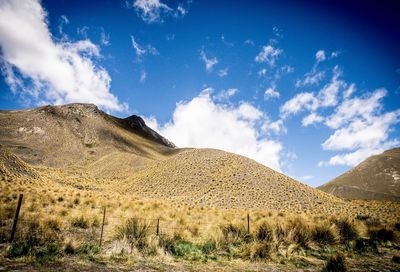 Scenic view of landscape against cloudy sky