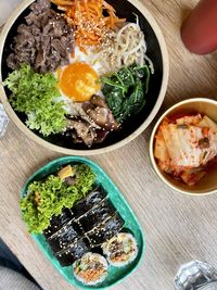 High angle view of food on table