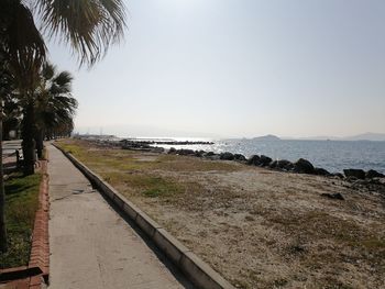 Scenic view of sea against clear sky