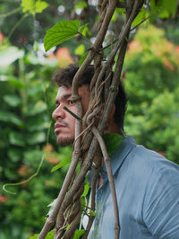 Portrait of man looking away