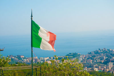 Italian flag flying in the wind